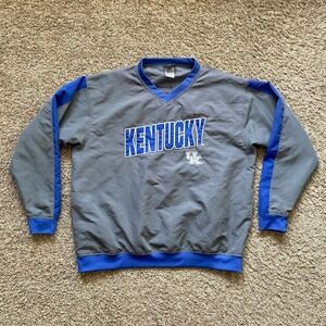 University Of Kentucky Wildcats Pullover Windbreaker Gray NCAA College Men LARGE